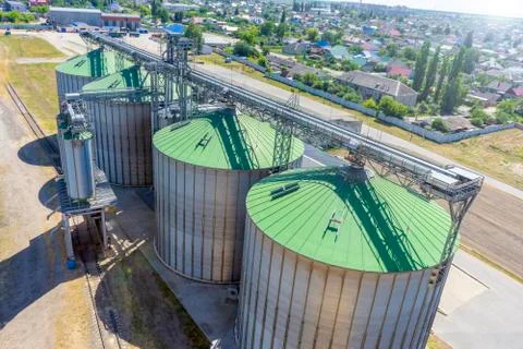 Industrial elevator, top view. High angle aerial view of industrial elevators Stock Photos