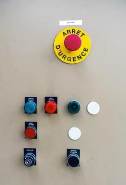 Industrial Emergency Stop Control Panel 库存照片