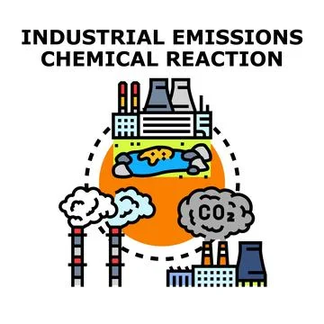 Industrial emissions causing environmental damage and pollution Stock Illustration