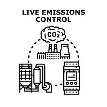 Industrial emissions control system managing environmental impact Illustrazione stock