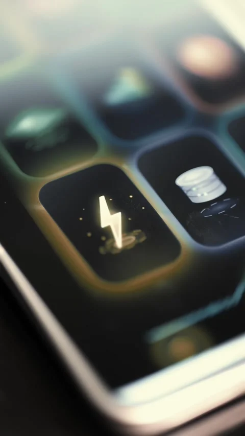 Industrial Energy App Tile on Smart Mobile Dashboard Stock Footage 341866830