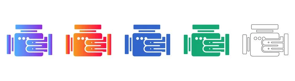 Industrial Engine and Mechanical Component Icons 스톡 일러스트
