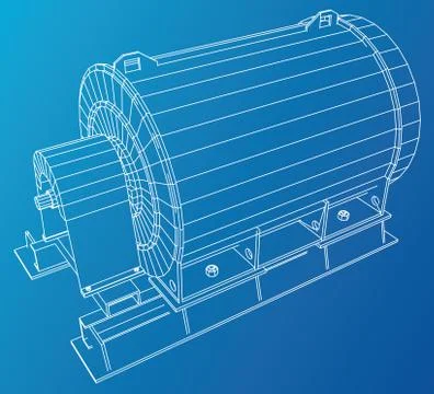 Industrial engine. Wire-frame. Vector EPS10 format. Vector rendering of 3d イラスト素材