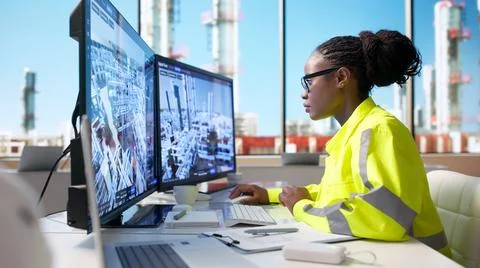 Industrial Engineer Analyzes Real-time Plant Data On Laptop For Optimization. Stock Photos