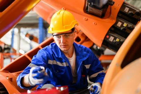 Industrial engineer foreman with hard working at industrial plant Foto stock