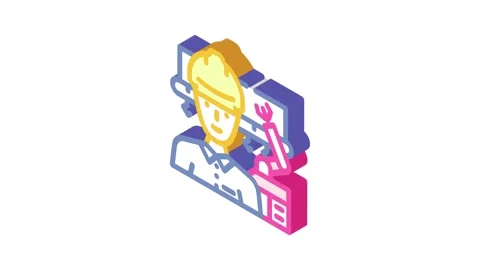 Industrial engineer isometric icon animation Stock Footage 327294157