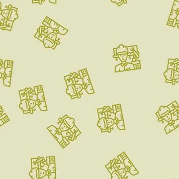 Industrial engineer line vector seamless pattern 스톡 일러스트