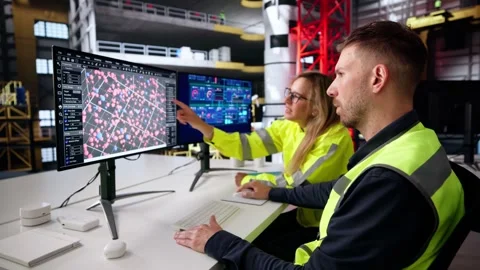 Industrial Engineer Using Desktop Computer Stock Footage 317394344