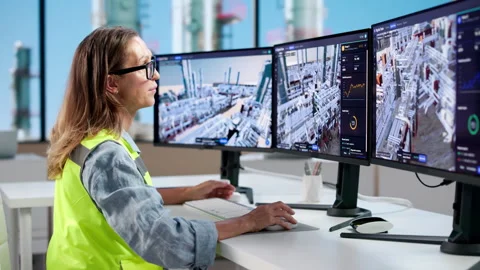 Industrial Engineer Using SCADA Software Stock Footage 347289748
