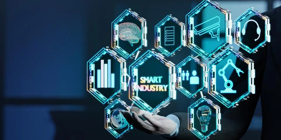 Industrial Engineer using smart Cloud computing Stock Illustration