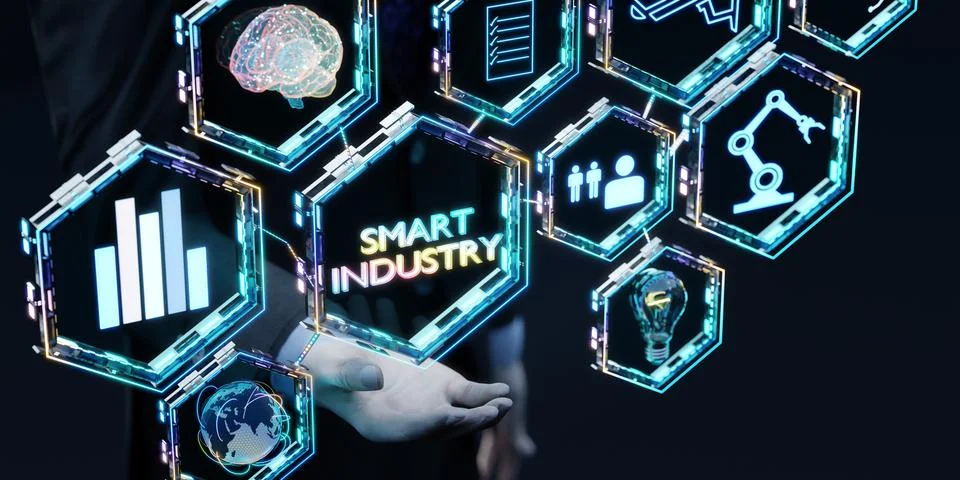 Industrial Engineer using smart Cloud computing Stock Illustration