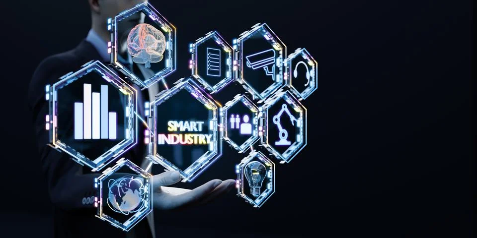 Industrial Engineer using smart Cloud computing Stock Illustration