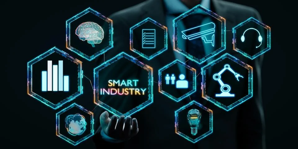 Industrial Engineer using smart Cloud computing Stock Illustration