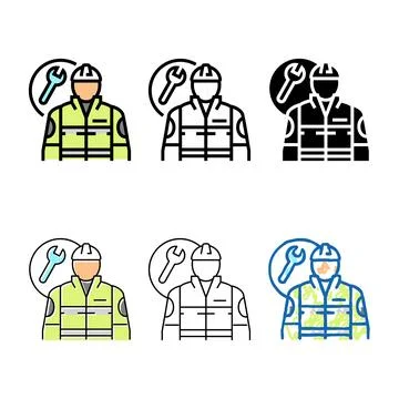 Industrial engineer variations color icon vector Stockillustratie
