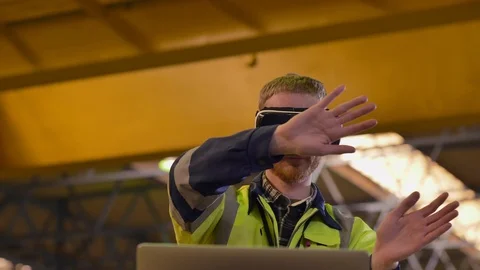 Industrial Engineer Wearing Virtual Reality Headset Stock Footage 106568523
