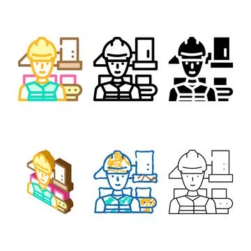 Industrial engineer worker color icon stylized vector Illustrazione stock