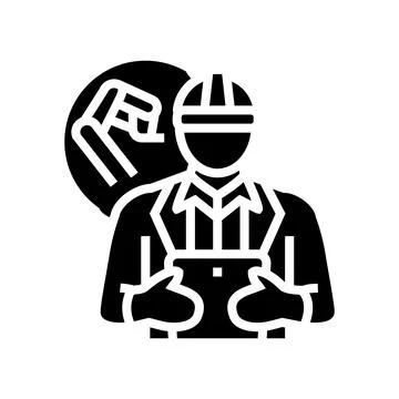 Industrial engineer worker glyph icon vector illustration Illustrazione stock