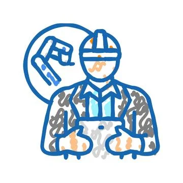 Industrial engineer worker icon doodle illustration Stock Illustration
