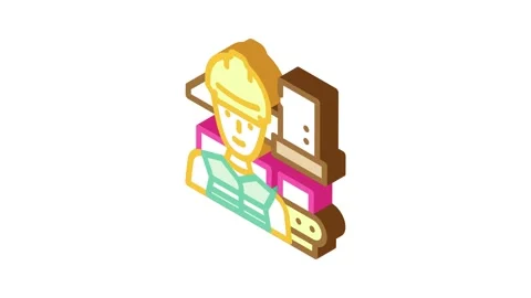 Industrial engineer worker isometric icon animation Stock Footage 327294158
