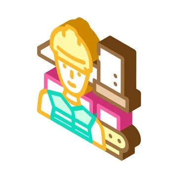 Industrial engineer worker isometric icon vector illustration Stock Illustration