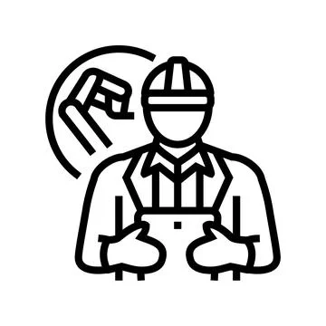 Industrial engineer worker line icon vector illustration Stock Illustration
