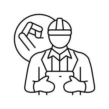 Industrial engineer worker line icon vector illustration Stock Illustration