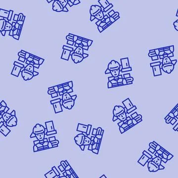 Industrial engineer worker line vector seamless pattern Stockillustratie