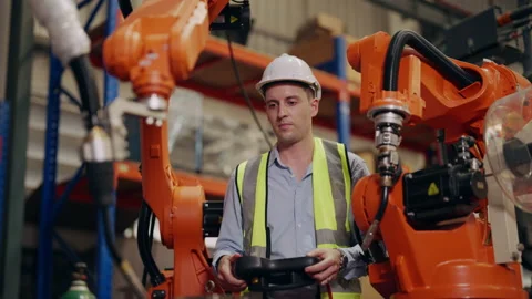Industrial engineer worker with safety uniform working at factory Stock Footage 237926272