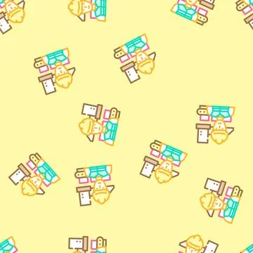 Industrial engineer worker vector seamless pattern Stockillustratie
