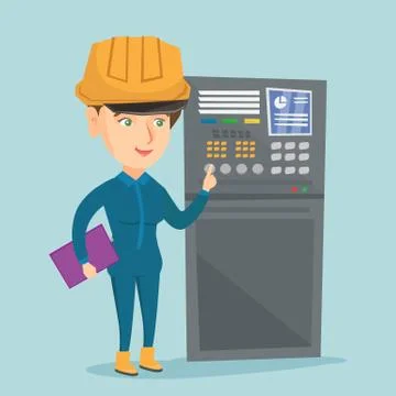 Industrial engineer working on control panel. Stock Illustration