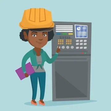 Industrial engineer working on control panel. Stock Illustration
