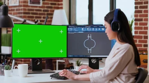 Industrial engineer works with CAD software and isolated mockup Stock Footage 319711008