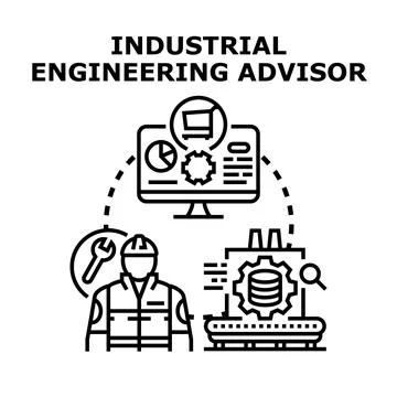 Industrial engineering advisor analyzing production process data Stock Illustration