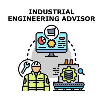 Industrial engineering advisor analyzing production process data Illustrazione stock
