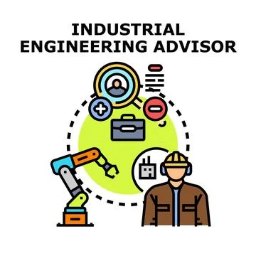 Industrial engineering advisor providing production management consultation Stock Illustration