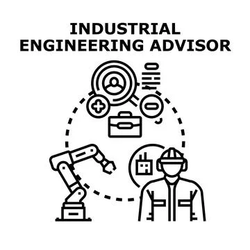 Industrial engineering advisor providing production management consultation Stock Illustration