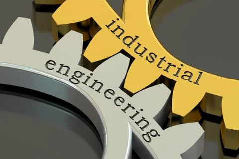Industrial engineering concept on the gearwheels, 3D rendering Illustrazione stock
