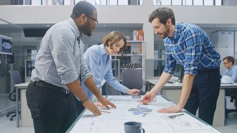In the Industrial Engineering Facility: Female Designer Works Video stock 107784419