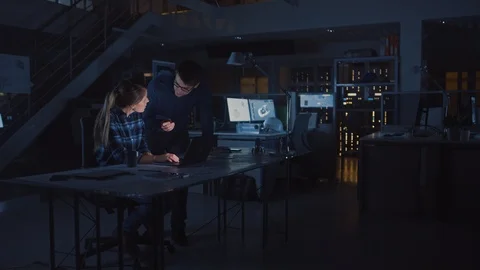 Industrial Engineering Facility: Female Engineer Working on Desktop Computer Video stock 107803368