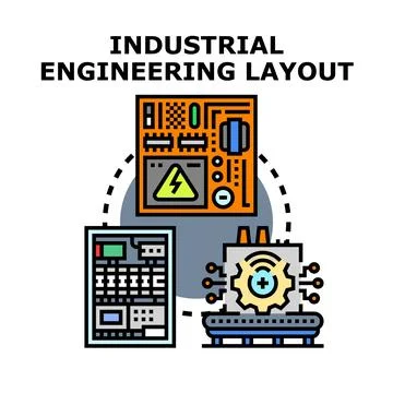 Industrial engineering layout illustrating system automation concept Stock Illustration