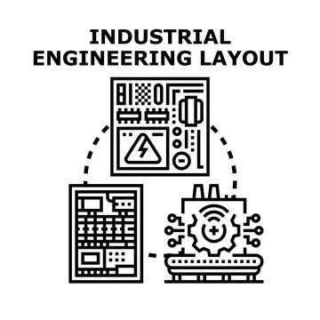 Industrial engineering layout illustrating system automation concept Stock Illustration