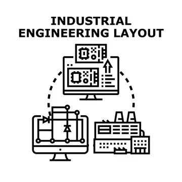 Industrial engineering layout for manufacturing process design イラスト素材