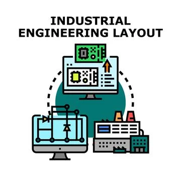 Industrial engineering layout for manufacturing process design Stock Illustration