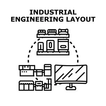 Industrial engineering layout planning production process Stock Illustration