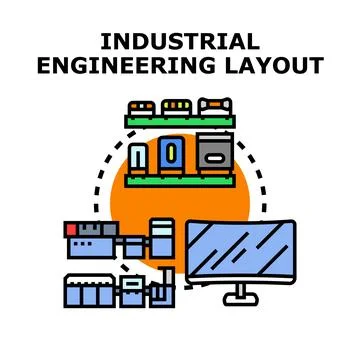 Industrial engineering layout planning production process Stock Illustration