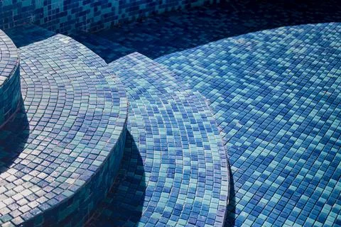 Industrial engineering. Professional tiling in the pool. Foto stock
