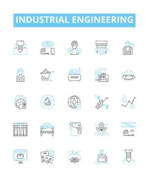 Industrial engineering vector line icons set. Industrial, Engineering Stock Illustration
