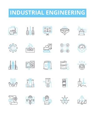 Industrial engineering vector line icons set. Industrial, Engineering Stock Illustration