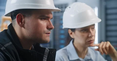 Industrial Engineers Analyzing Part Tolerances and Solving Design Errors Stock Footage 344394818