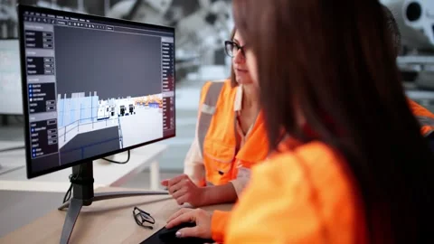 Industrial Engineers Creating Optimizad 3D Factory Floor Plans Stock Footage 320256156